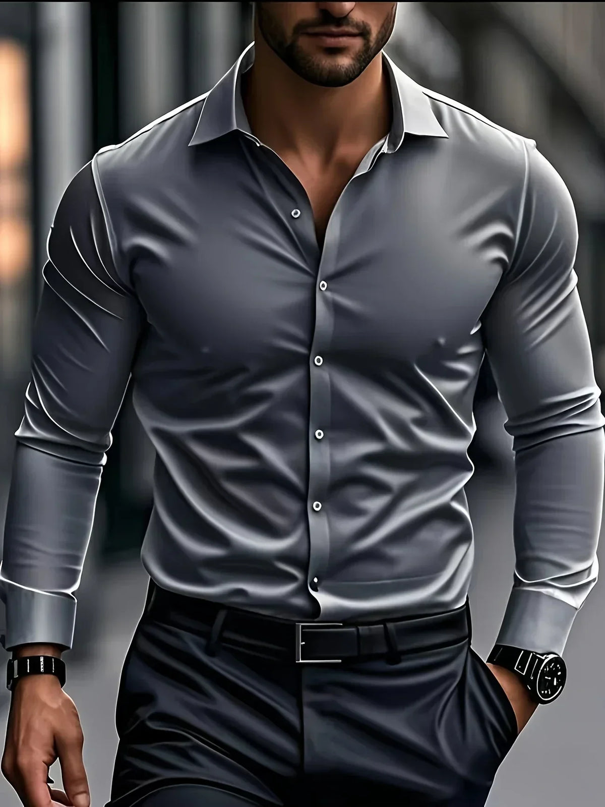 Camisa Elegante de Manga Larga con Botones