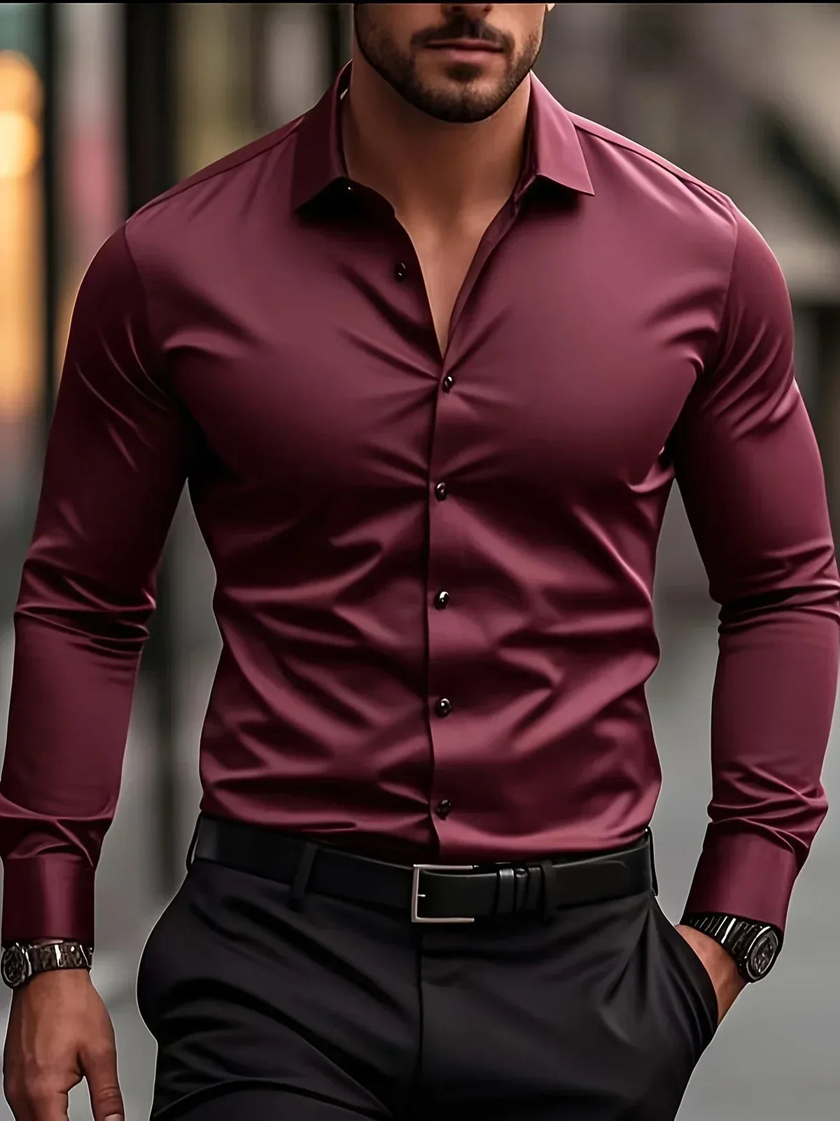 Camisa Elegante de Manga Larga con Botones