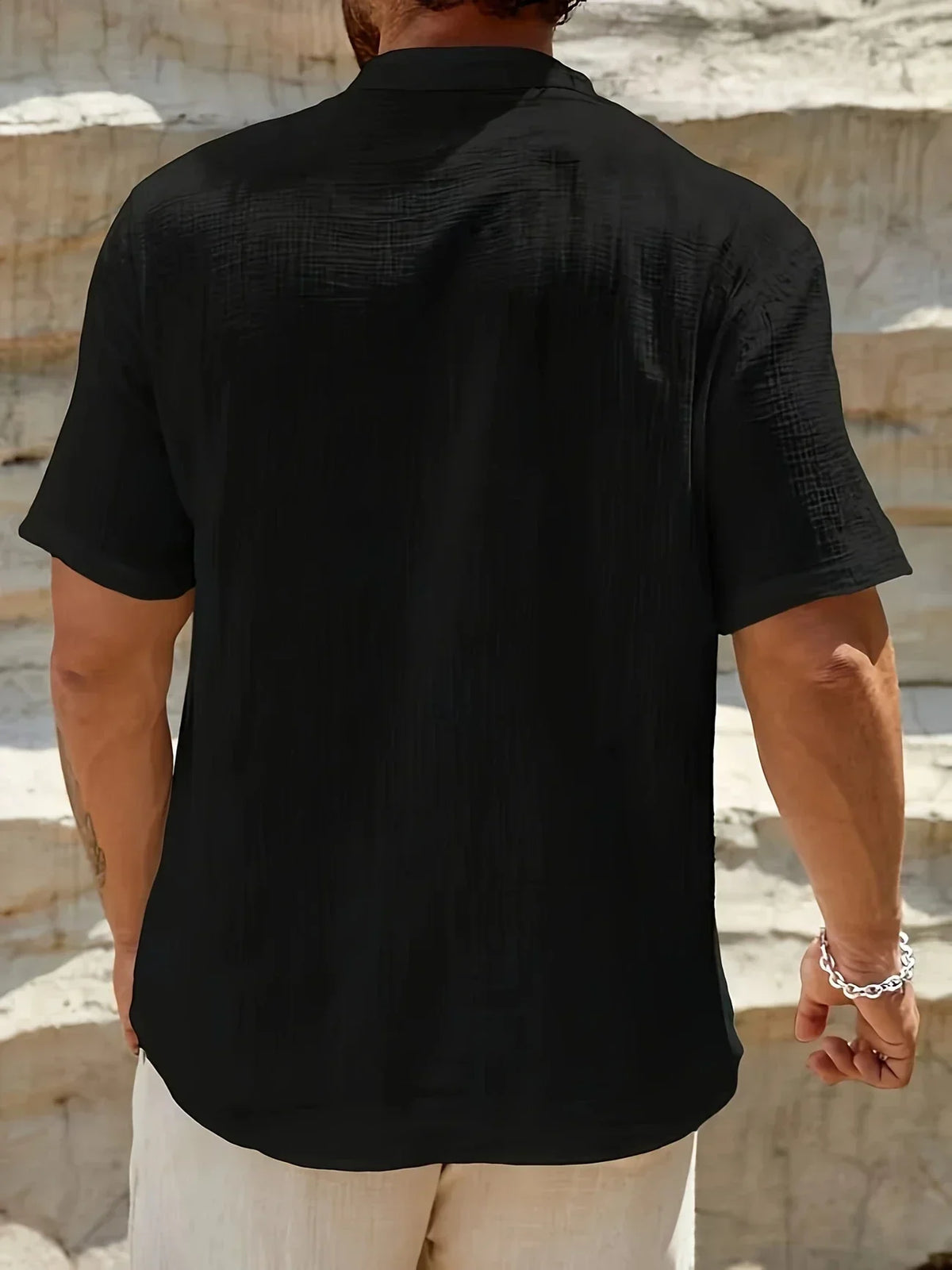 Camisa de Verano Elegante con Cuello Mao