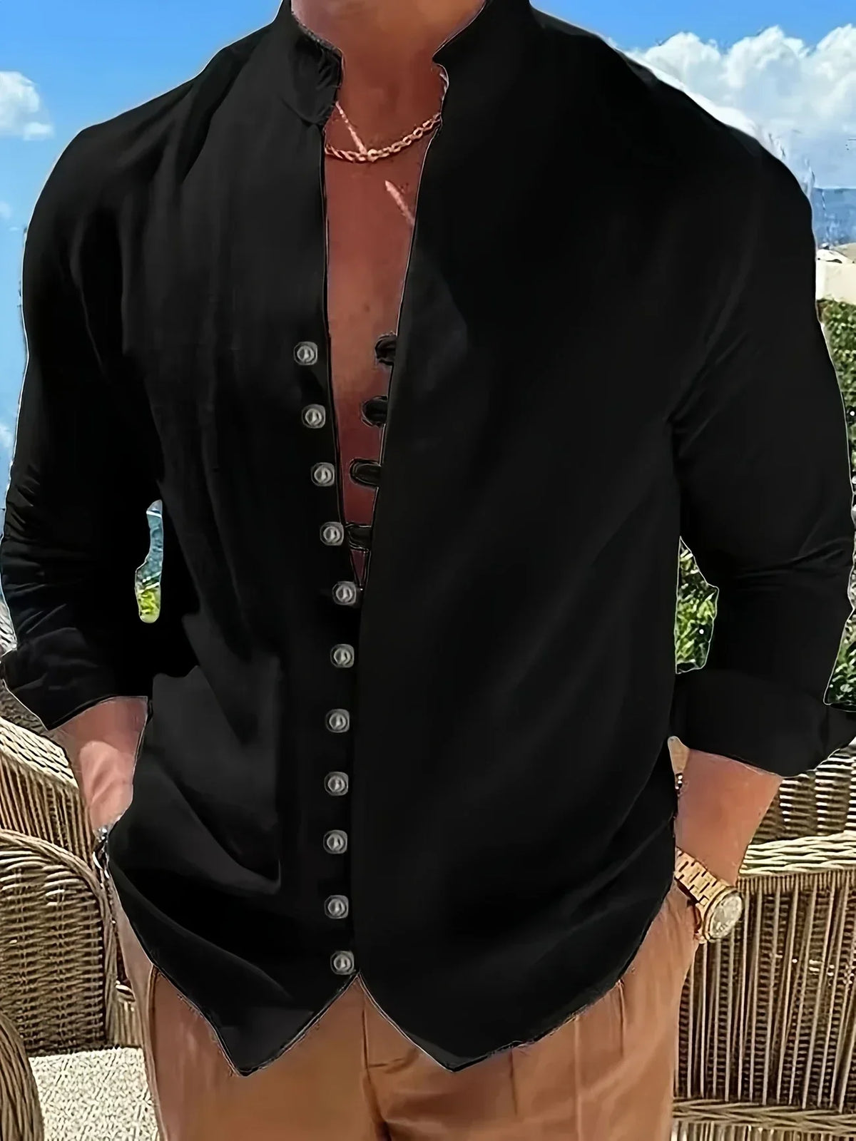 Camisa Ligera de Algodón de Manga Larga