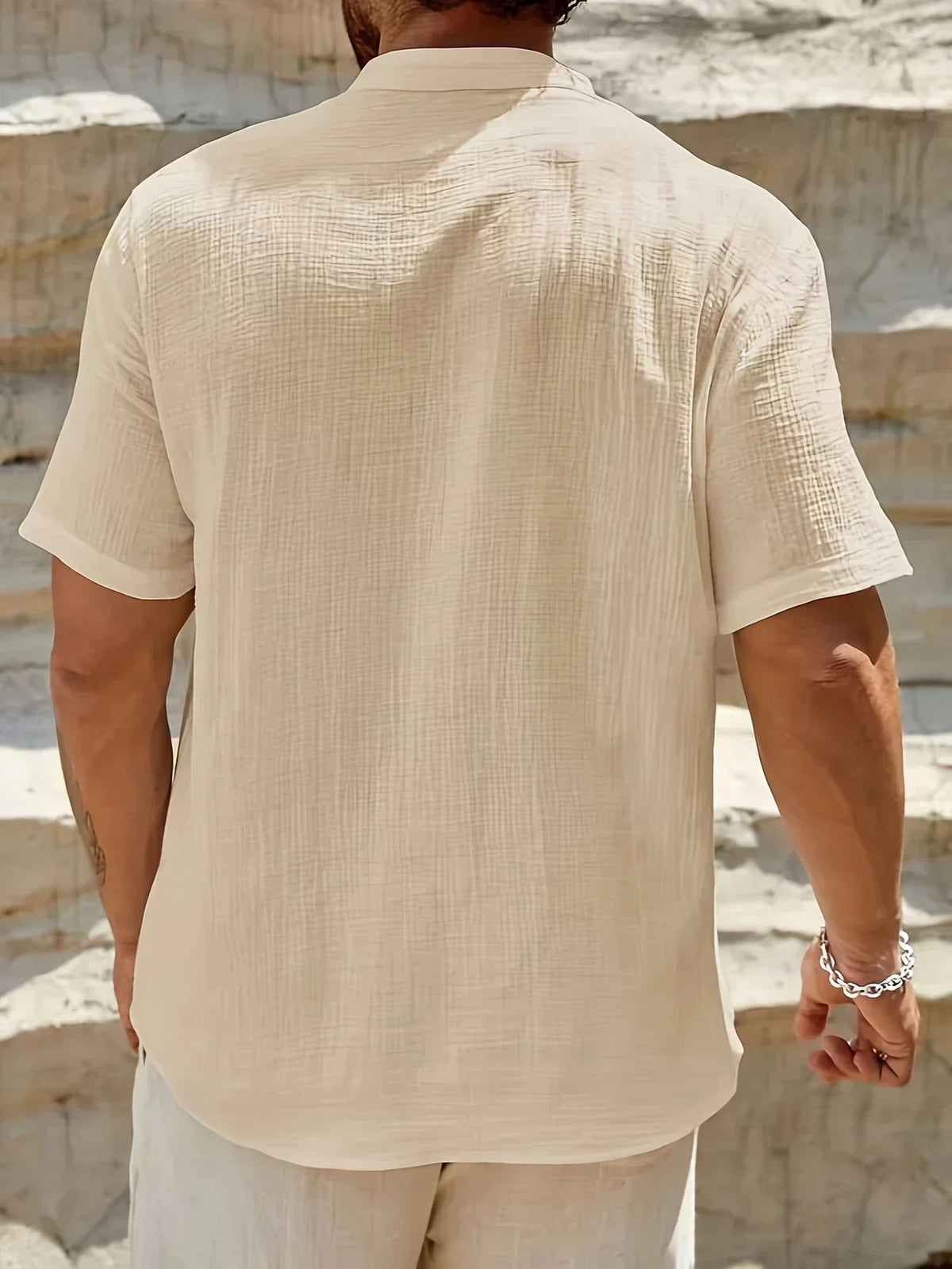Camisa de Verano Elegante con Cuello Mao