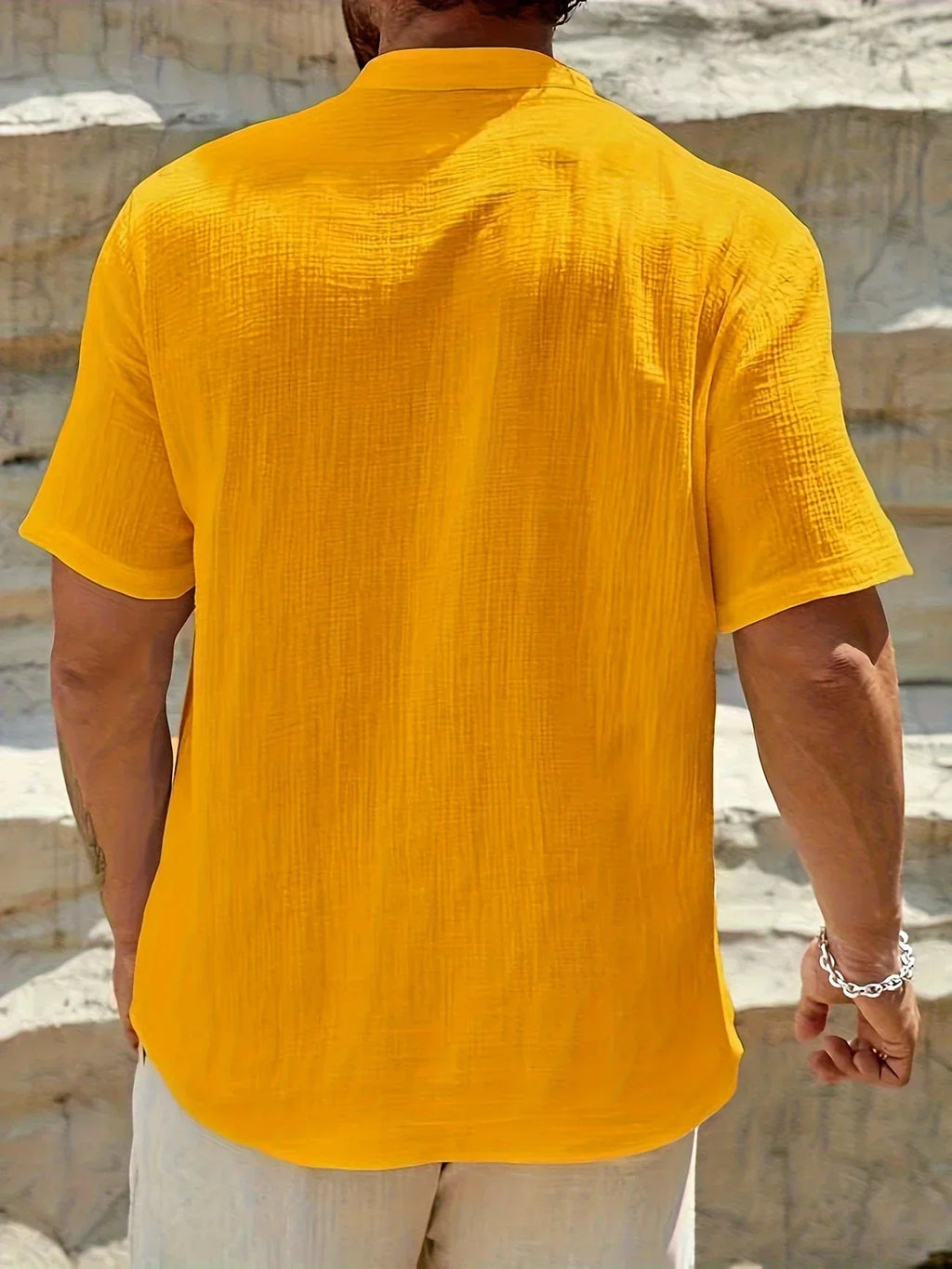 Camisa de Verano Elegante con Cuello Mao
