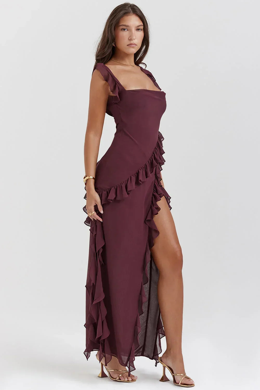Ariela | Vestido Largo Con Volantes