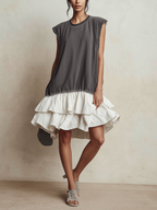 Ilaria | Vestido casual en bloques de color, talla amplia, para vacaciones