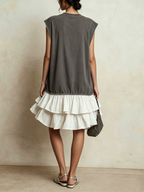 Ilaria | Vestido casual en bloques de color, talla amplia, para vacaciones