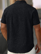Camisa Ligera de Manga Corta en Mezcla de Lino