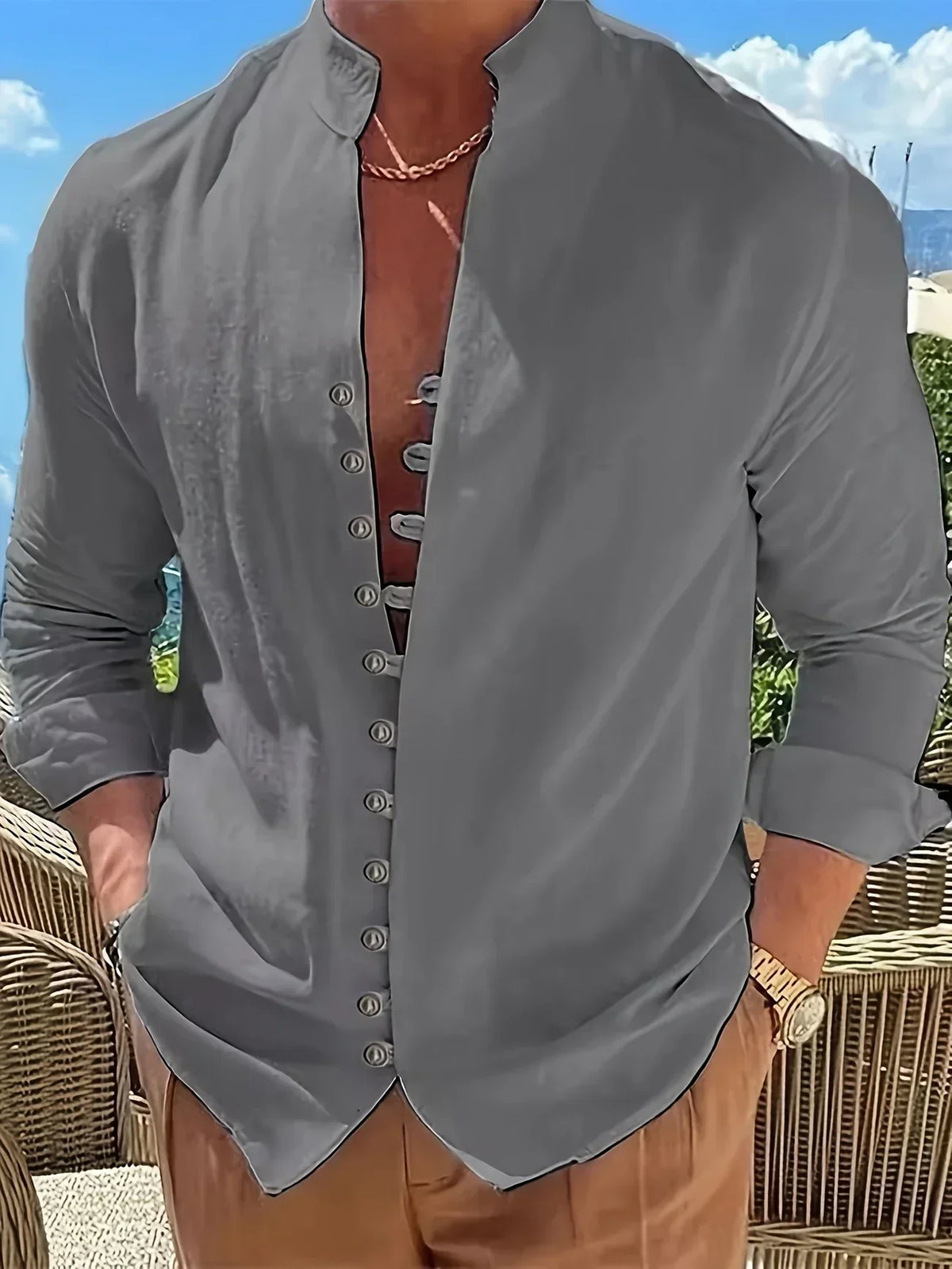 Camisa Ligera de Algodón de Manga Larga