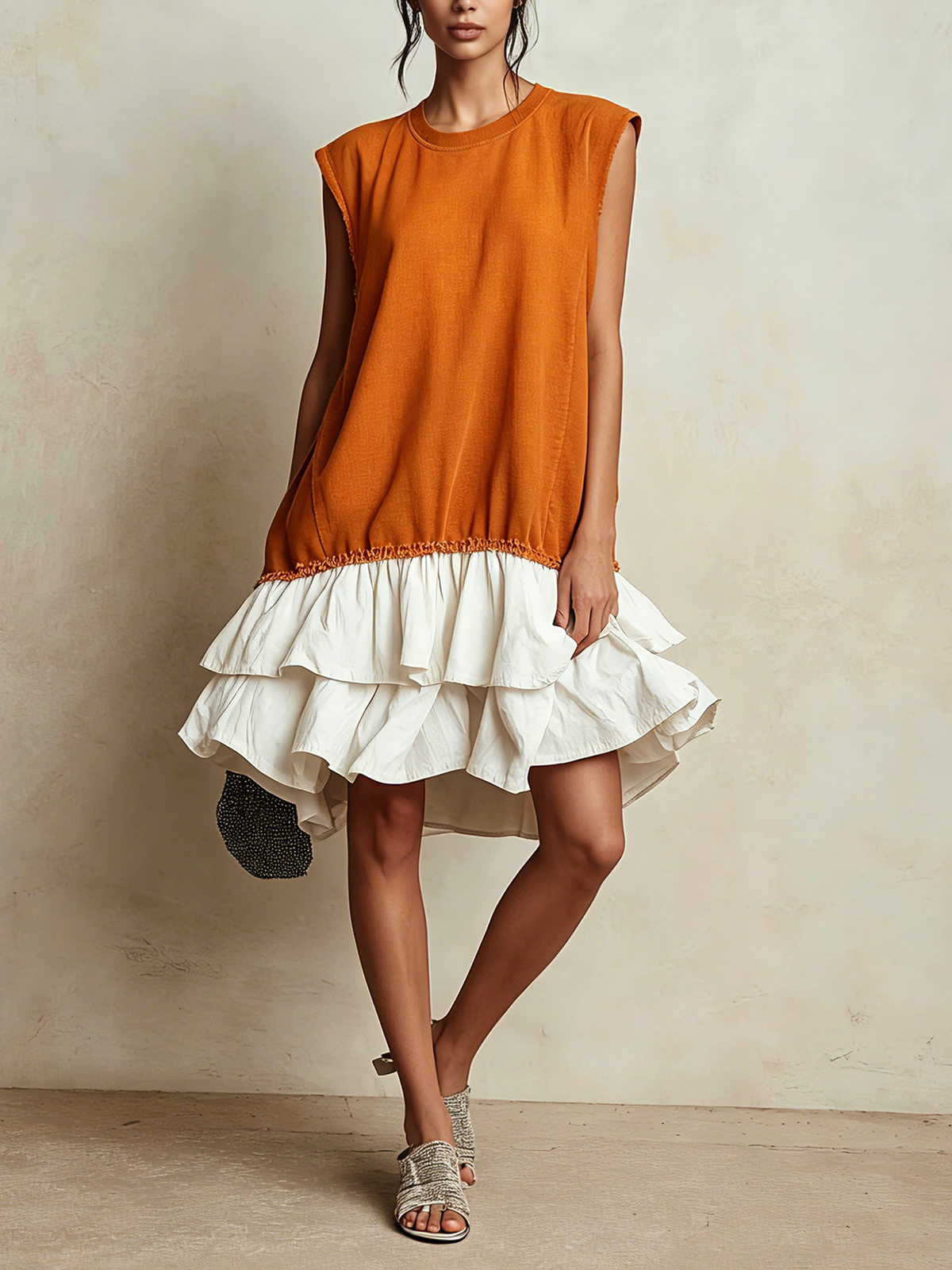 Ilaria | Vestido casual en bloques de color, talla amplia, para vacaciones