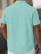 Camisa Ligera de Manga Corta en Mezcla de Lino