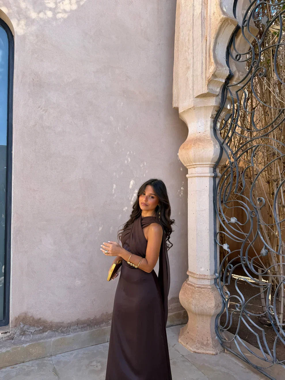 Noa | Vestido Liso Vintage con Lazo y Cintura Alta