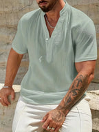 Camisa de Verano Elegante con Cuello Mao