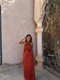 Noa | Vestido Liso Vintage con Lazo y Cintura Alta
