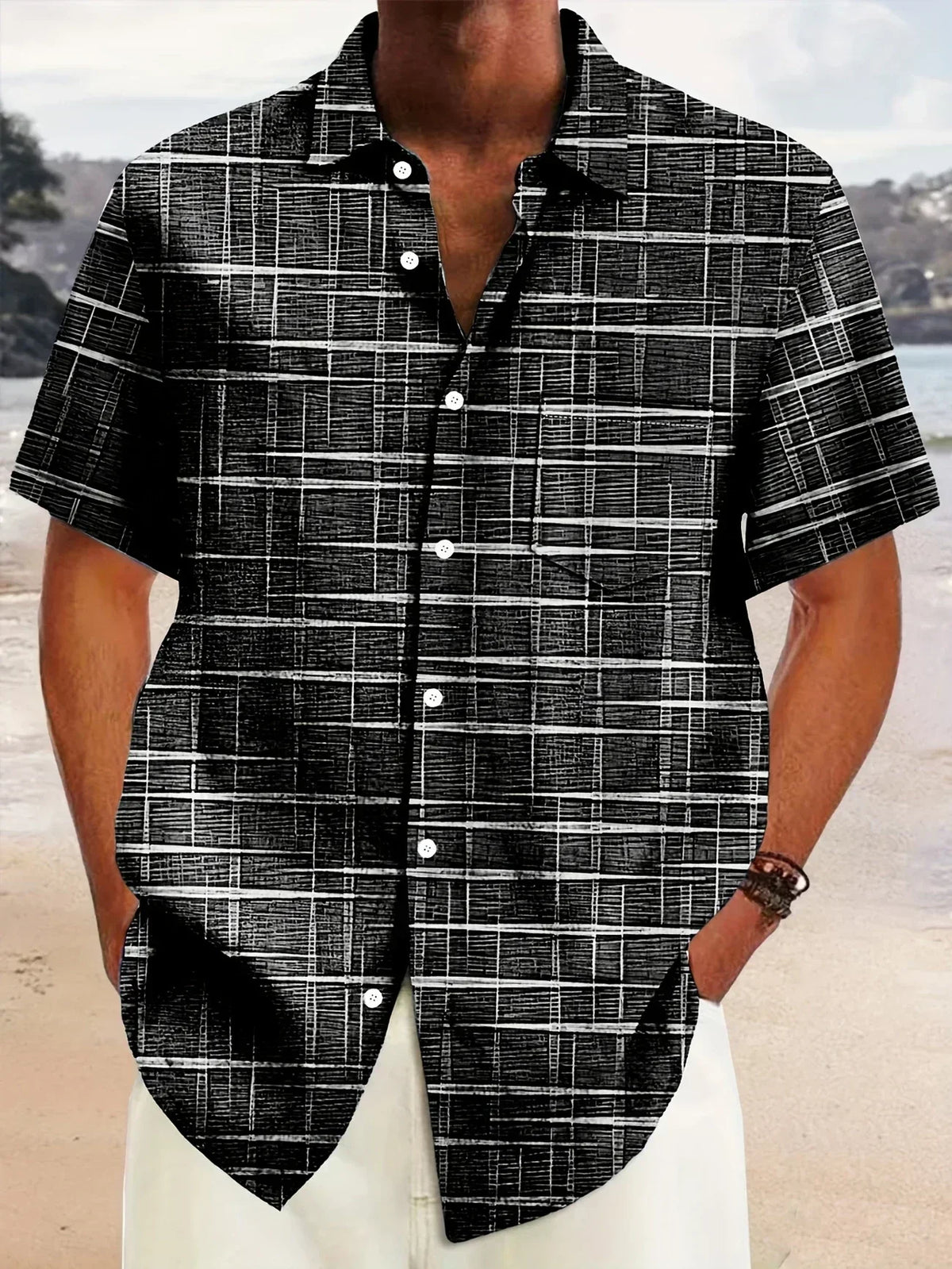 Camisa Elegante de Rayas y Cuadros
