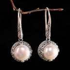 Pendientes Vintage Plateados con Perlas