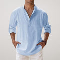 Camisa Henley de Algodón con Efecto Lino