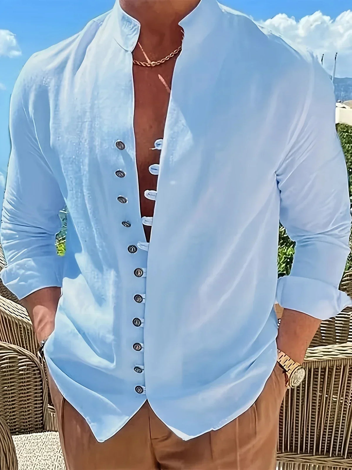 Camisa Ligera de Algodón de Manga Larga