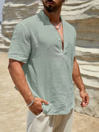 Camisa de Verano Elegante con Cuello Mao
