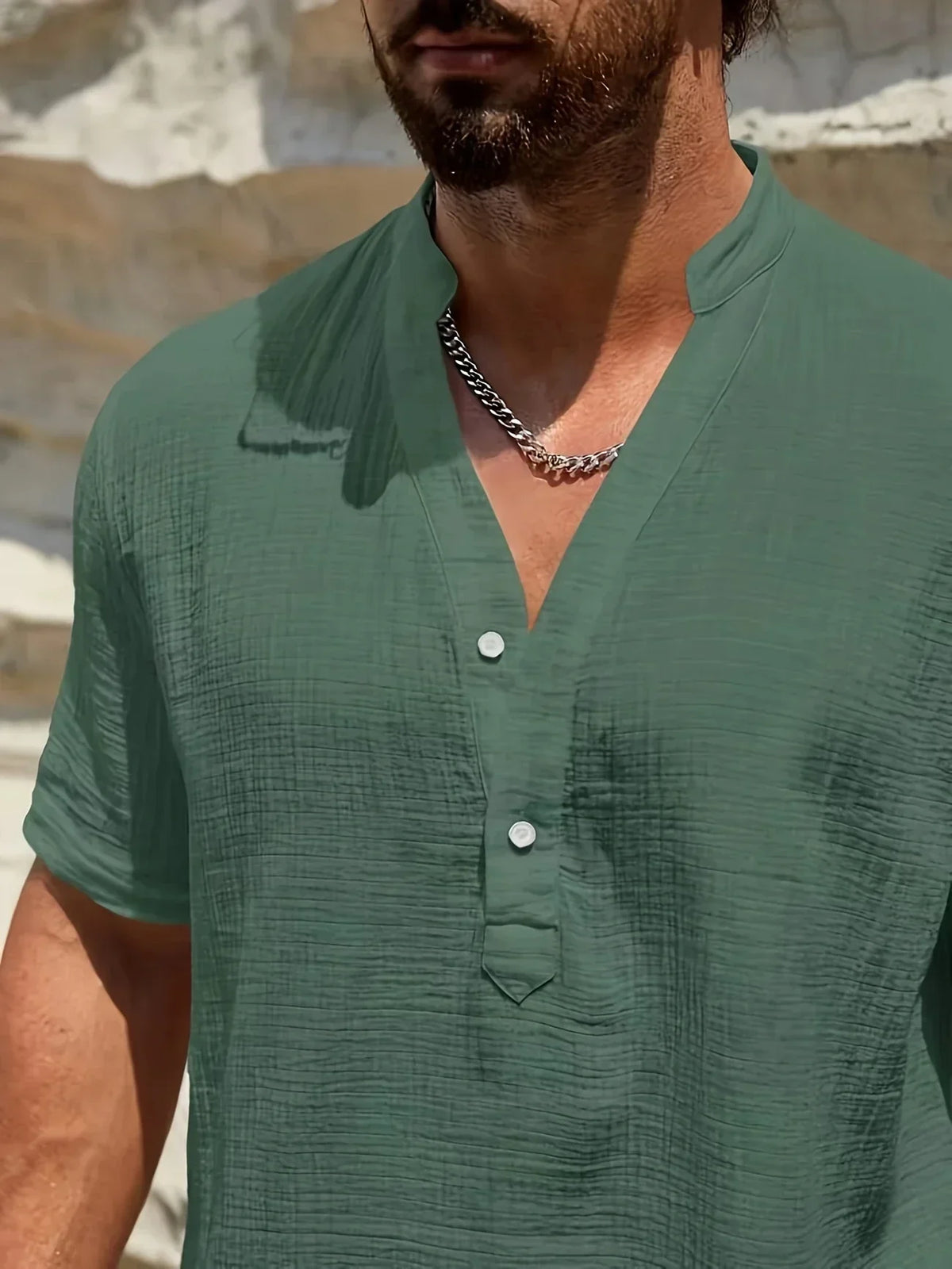 Camisa de Verano Elegante con Cuello Mao