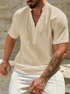 Camisa de Verano Elegante con Cuello Mao