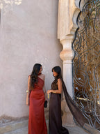 Noa | Vestido Liso Vintage con Lazo y Cintura Alta