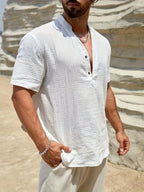 Camisa de Verano Elegante con Cuello Mao
