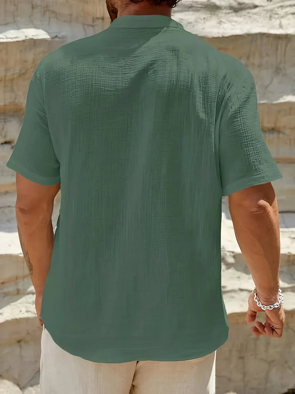 Camisa de Verano Elegante con Cuello Mao