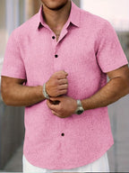Camisa Ligera de Manga Corta en Mezcla de Lino
