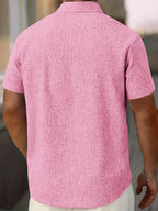 Camisa Ligera de Manga Corta en Mezcla de Lino