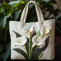 Bolso Artesanal Acolchado - Lirios Blancos