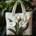 Bolso Artesanal Acolchado - Lirios Blancos
