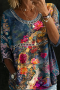 Nicole | Blusa vaquera floral vintage