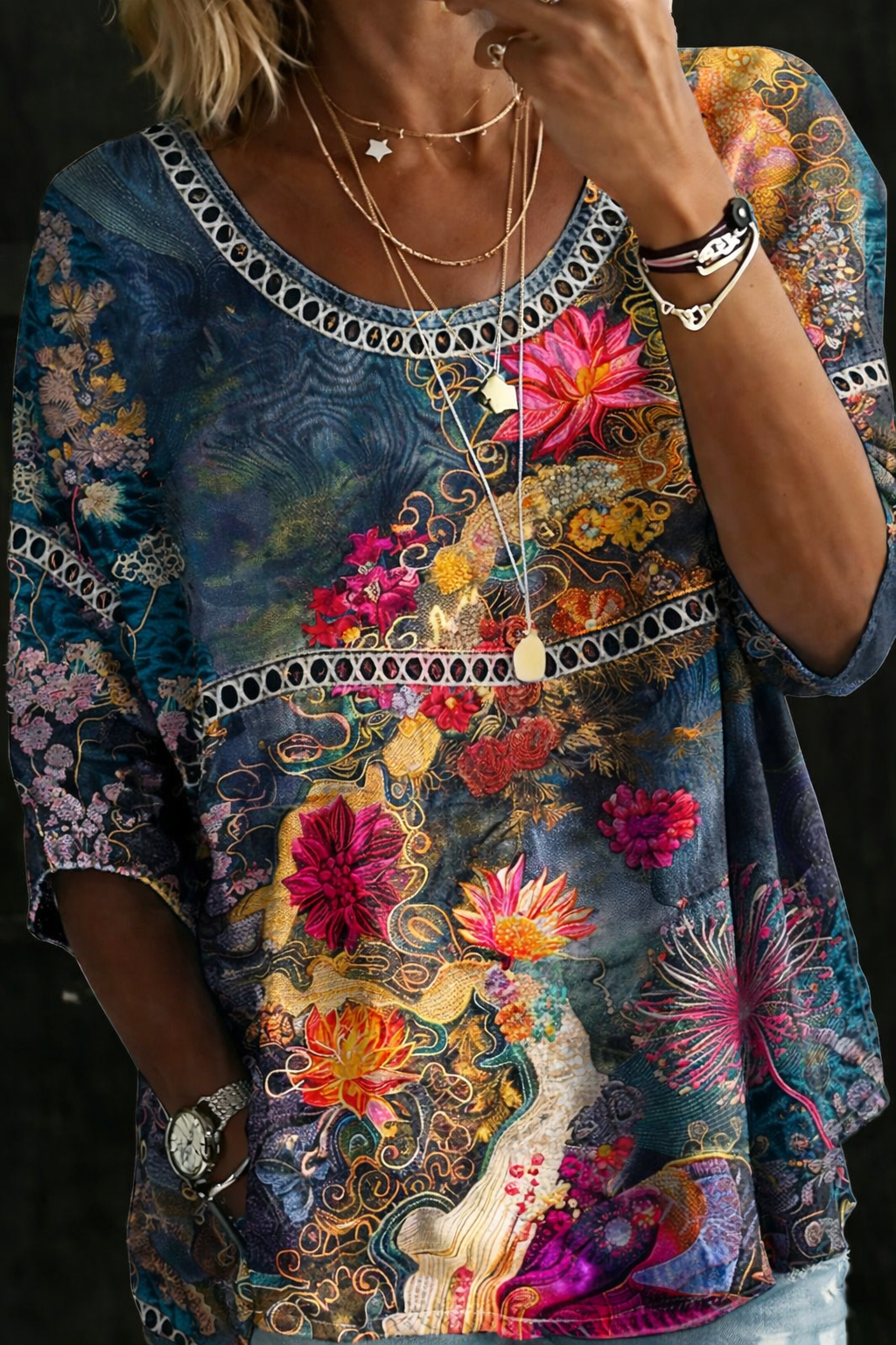 Nicole | Blusa vaquera floral vintage