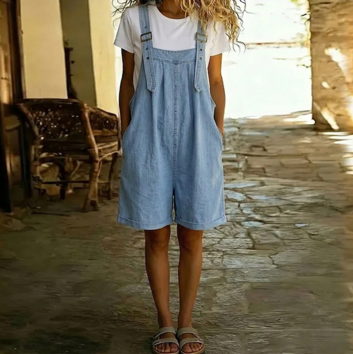Clara | Peto corto vaquero lavado vintage azul claro