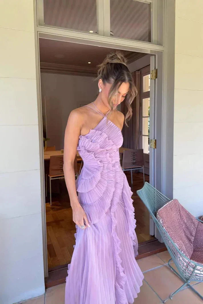 Eliza | Vestido maxi elegante con volantes para mujer