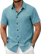 Camisa Ligera de Manga Corta en Mezcla de Lino