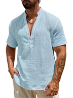 Camisa de Verano Elegante con Cuello Mao