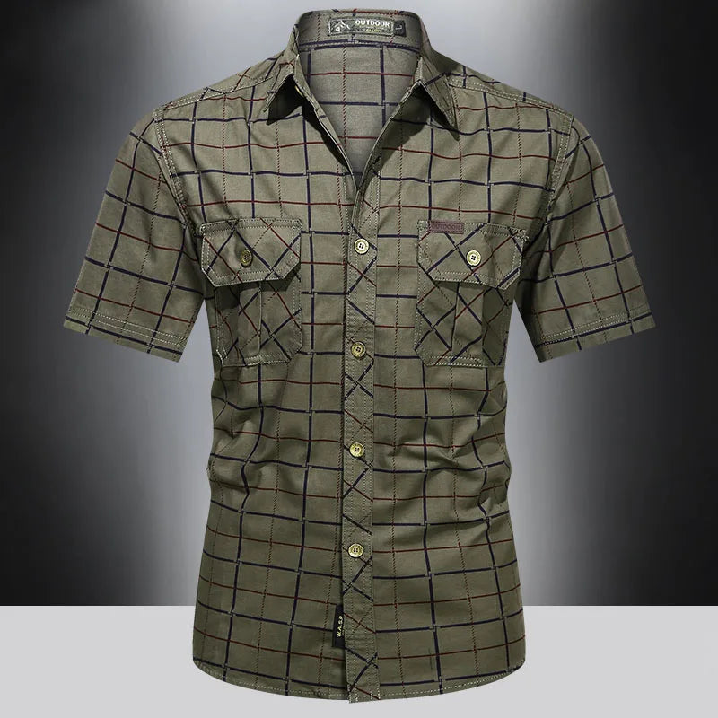 Camisa Elegante de Manga Corta a Cuadros