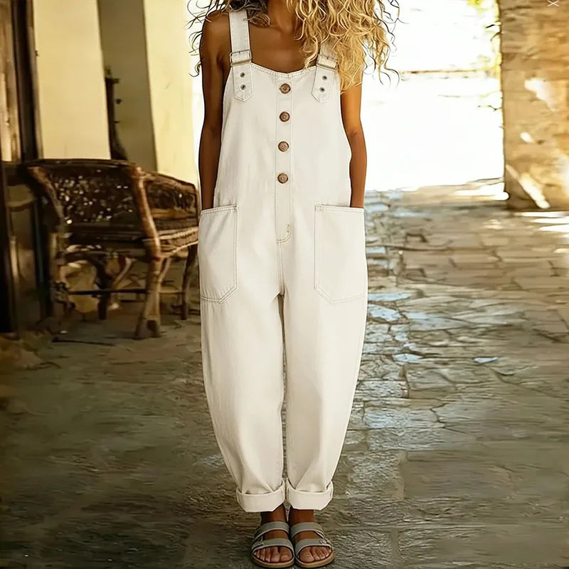 Mae | Peto efecto vaquero de algodón suave vintage con tirantes ajustables