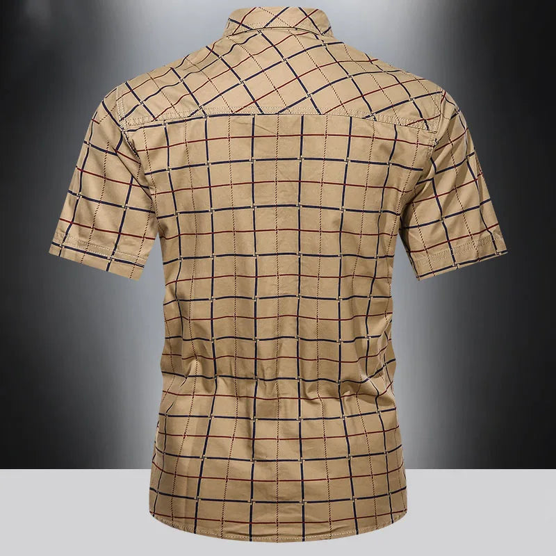 Camisa Elegante de Manga Corta a Cuadros