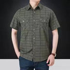 Camisa Elegante de Manga Corta a Cuadros