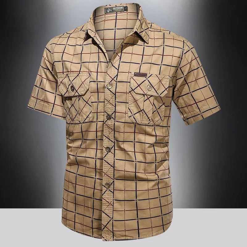 Camisa Elegante de Manga Corta a Cuadros