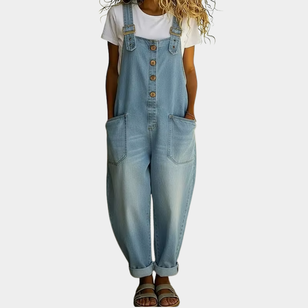Mae | Peto efecto vaquero de algodón suave vintage con tirantes ajustables