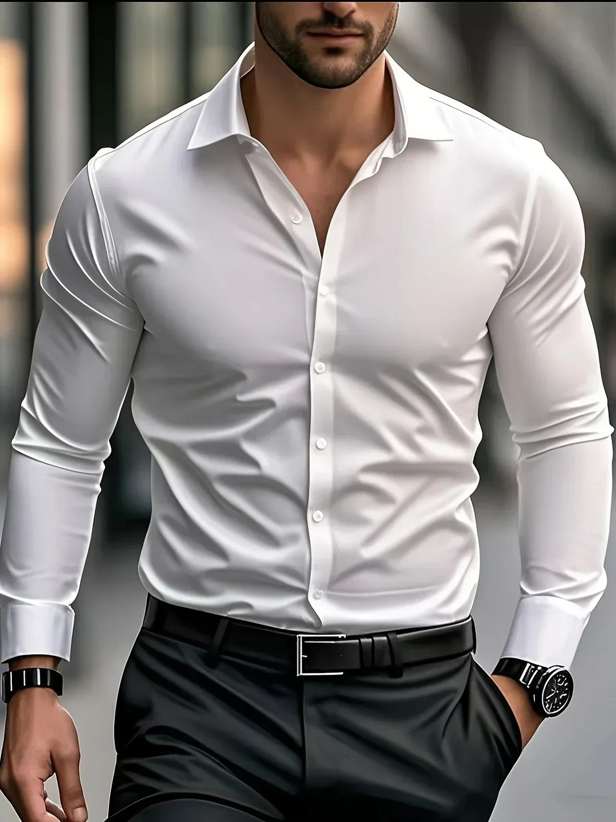 Camisa Elegante de Manga Larga con Botones