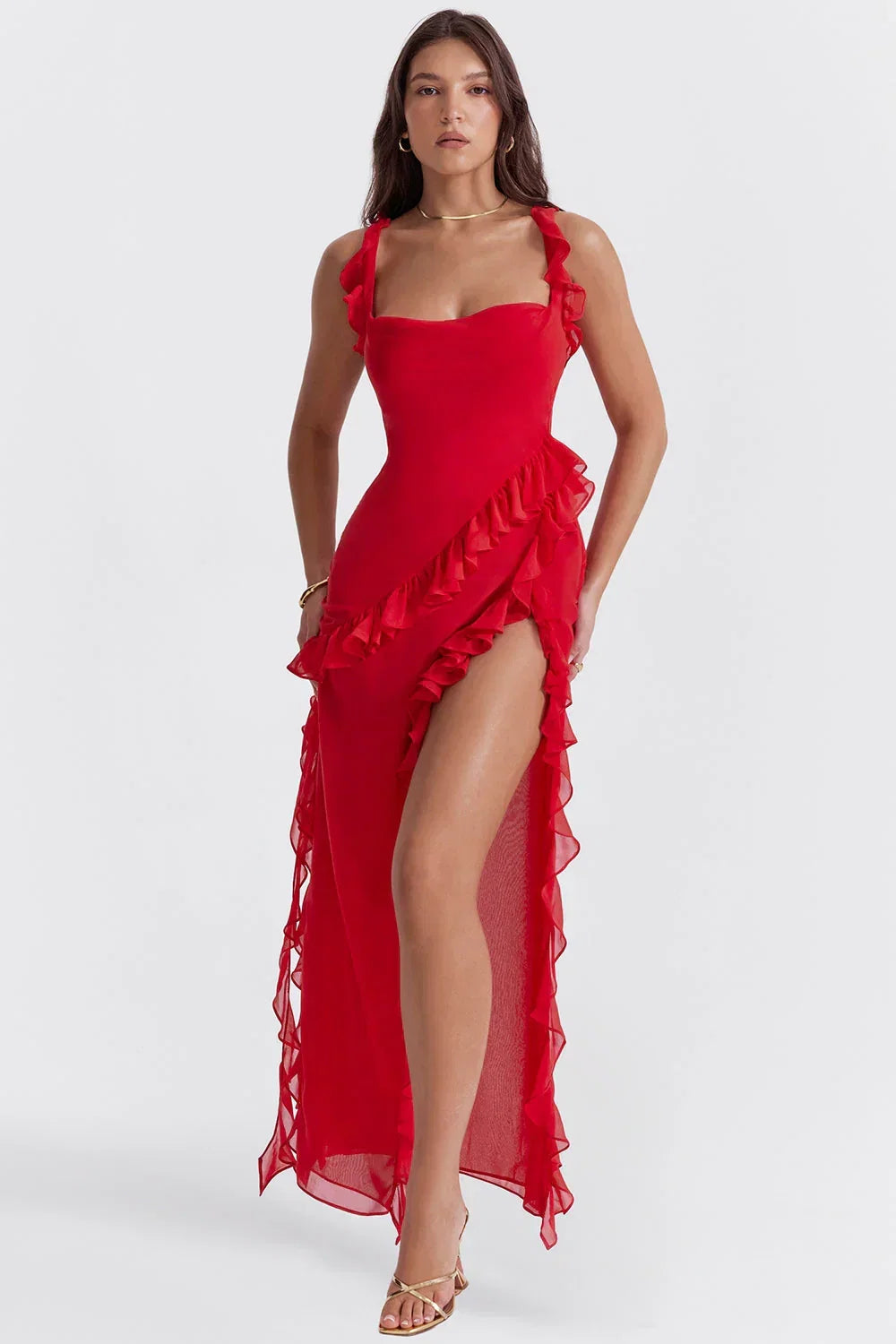 Ariela | Vestido Largo Con Volantes