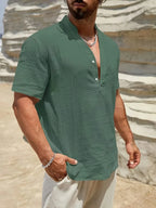 Camisa de Verano Elegante con Cuello Mao