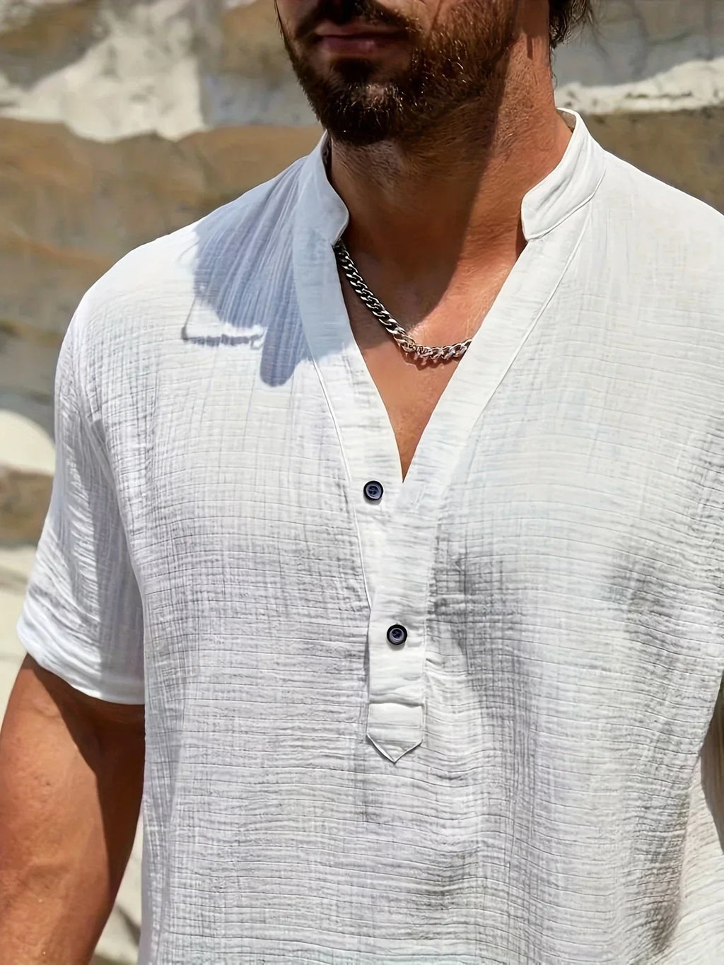 Camisa de Verano Elegante con Cuello Mao