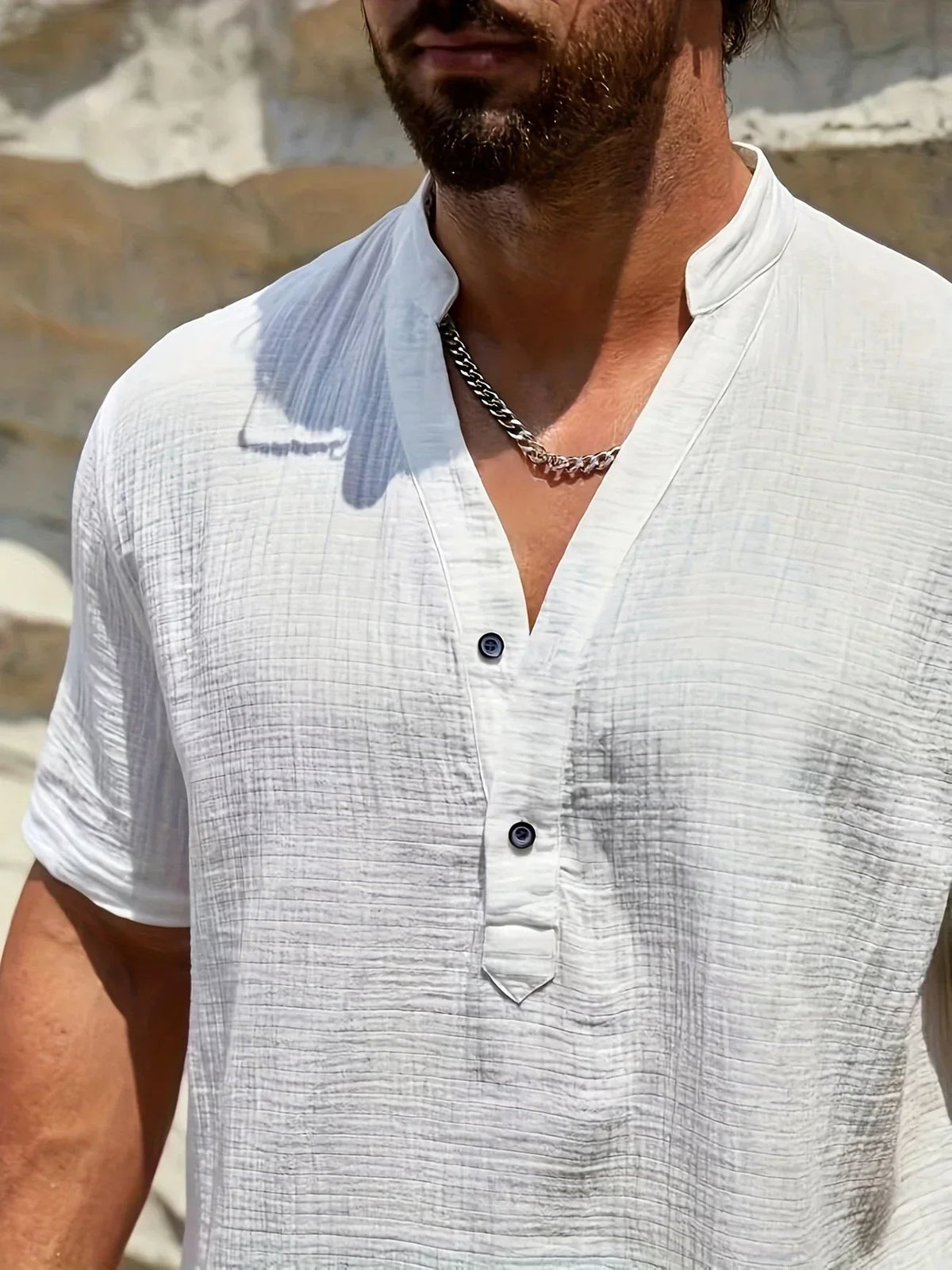 Camisa de Verano Elegante con Cuello Mao