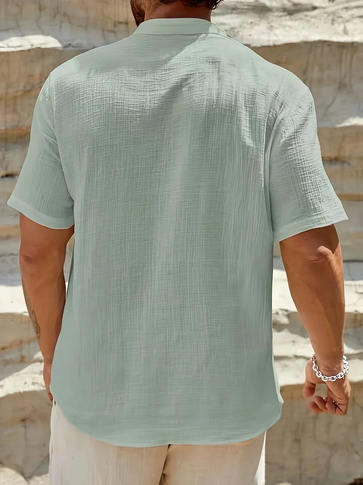 Camisa de Verano Elegante con Cuello Mao