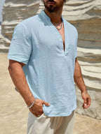Camisa de Verano Elegante con Cuello Mao