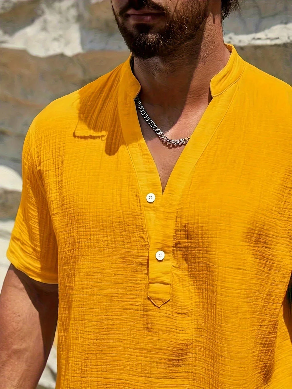 Camisa de Verano Elegante con Cuello Mao